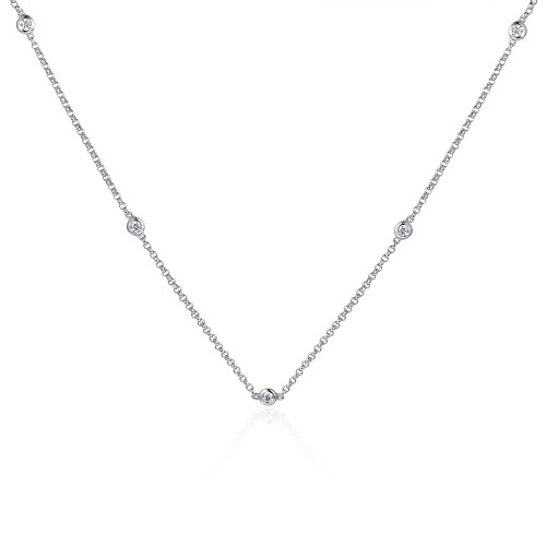 Round Brilliant Cut Rubover Set Necklace