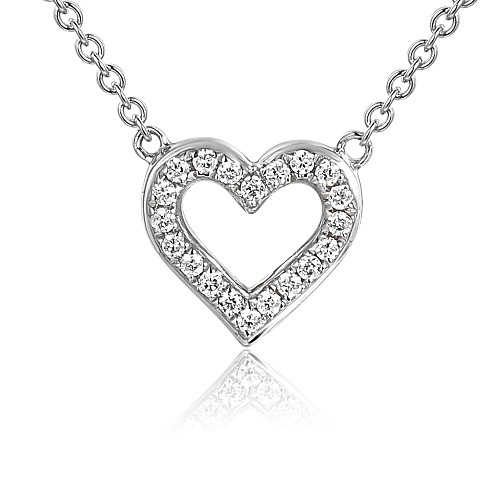 Micro Set Round Diamond Heart Necklace