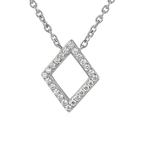 Round Brilliant Cut Micro Set Rhombus Shape Necklace