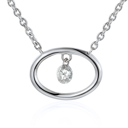 Round Brilliant Cut Diamond Oval Shaped Dancing Diamond Necklace