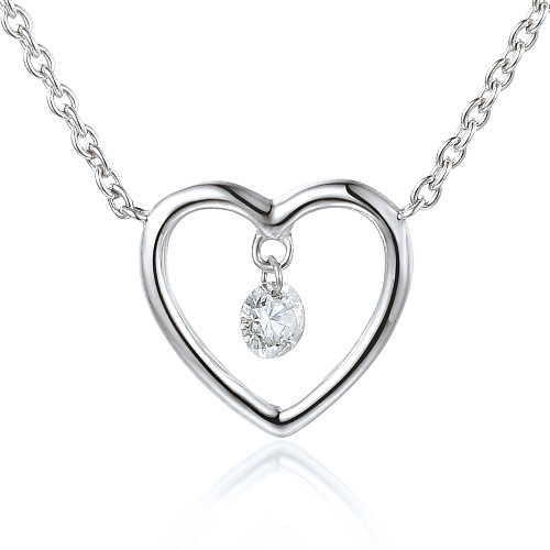 Round Brilliant Cut Diamond Heart Shaped Dancing Diamond Necklace