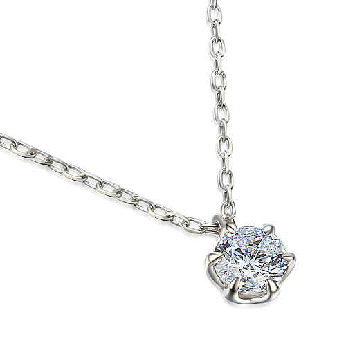 Claw Set Round Brilliant Cut Diamond Pendant And Chain