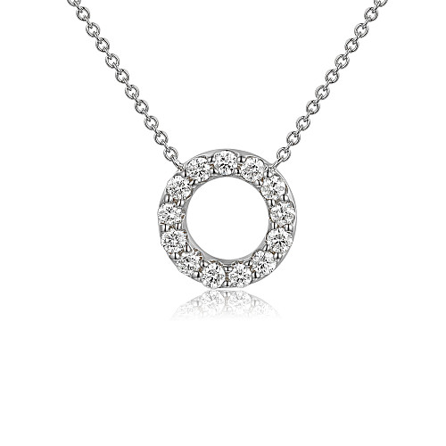Round Brilliant Cut Micro Set Diamond Circle Necklace