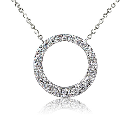 Round Brilliant Cut Micro Set Diamond Circle Necklace