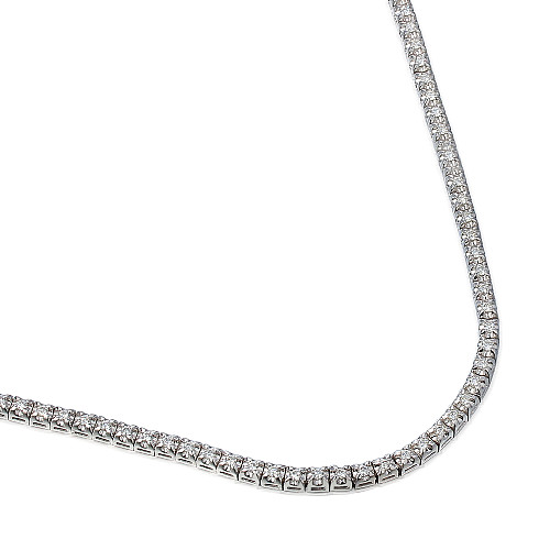 Round Brilliant Cut Diamond Claw Set Straight Tennis Necklace