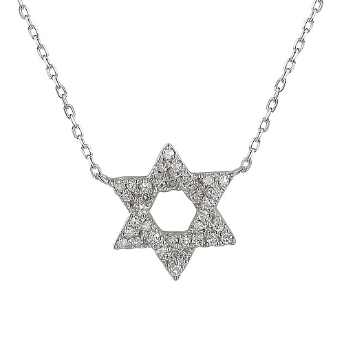 Micro Set Diamond Star Of David Necklace