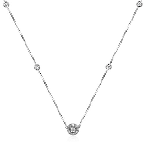 Rubover & Micro Set Round Brilliant Cut Diamond Necklace