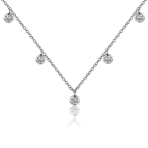 Rubover Set Round Brilliant Cut Diamond Necklace