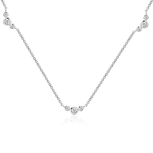 Round Brilliant Cut Rubover Set Necklace