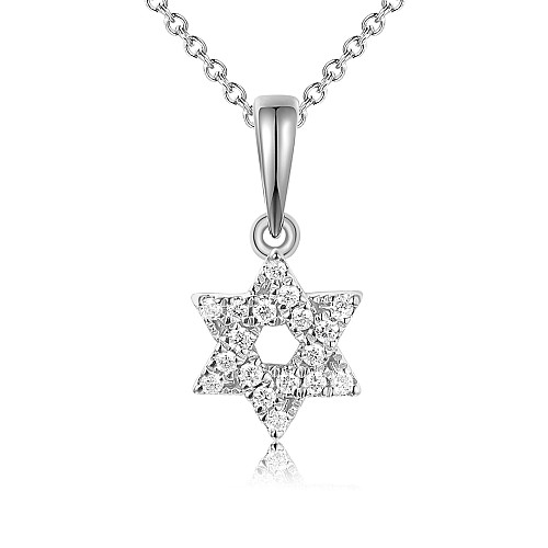 Micro Set Diamond Star Of David Pendant + Chain