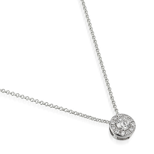 Round Brilliant Cut Diamond With Micro Set Halo Pendant