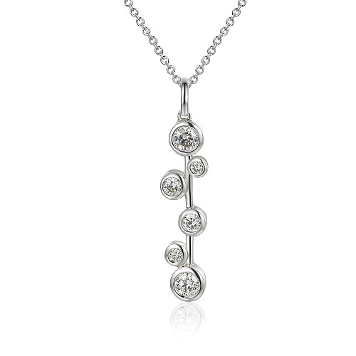 Rubover Set Round Diamond Bubble Drop Pendant + Chain