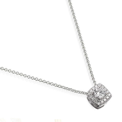 Round Brilliant Cut Diamond With Micro Set Halo Pendant