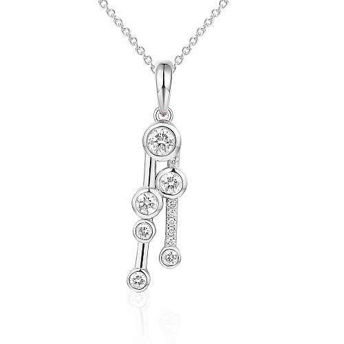 Rubover Set Round Diamond Bubble Drop Pendant + Chain
