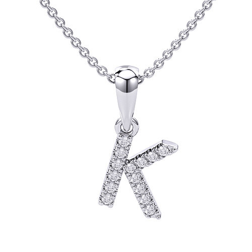 Round Brilliant Cut Diamond Micro Set Initial K Pendant