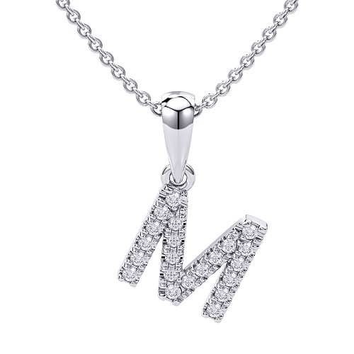 Round Brilliant Cut Diamond Micro Set Initial M Pendant