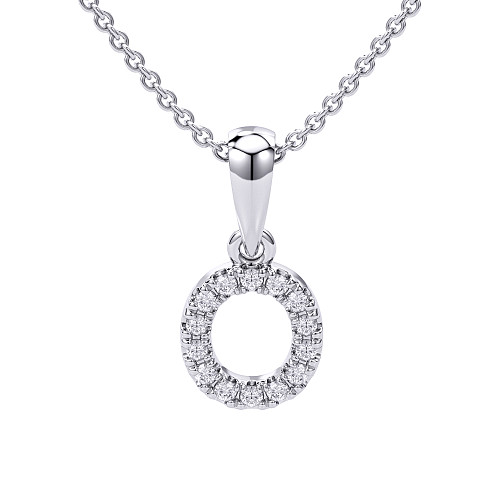 Round Brilliant Cut Diamond Micro Set Initial O Pendant