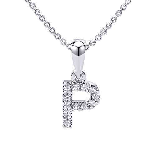 Round Brilliant Cut Diamond Micro Set Initial P Pendant