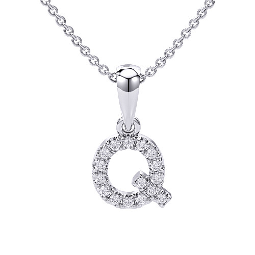 Round Brilliant Cut Diamond Micro Set Initial Q Pendant