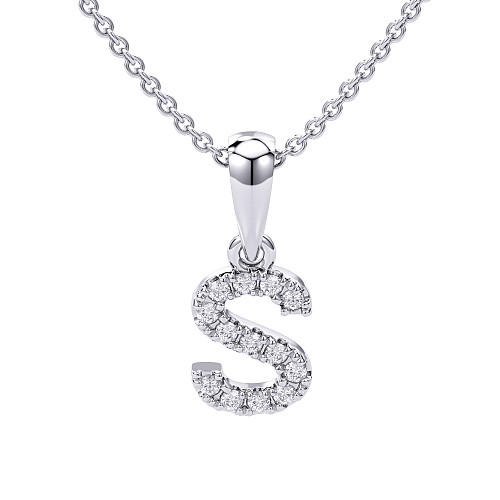 Round Brilliant Cut Diamond Micro Set Initial S Pendant