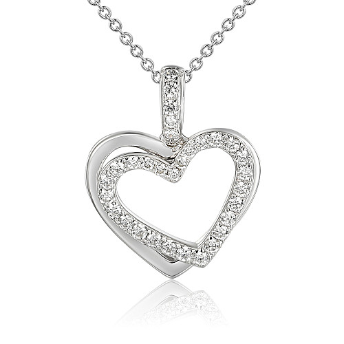 Micro Set Round Diamond Heart Pendant