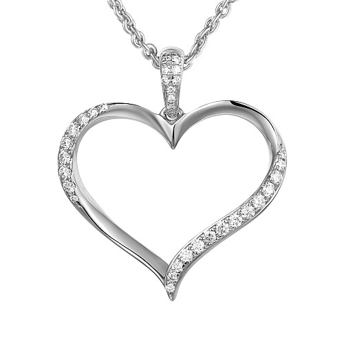 Micro Set Round Diamond Heart Pendant