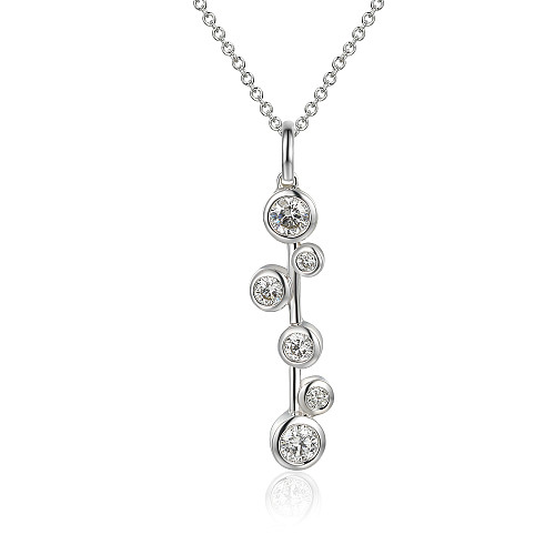 Rubover Set Round Diamond Bubble Drop Pendant + Chain