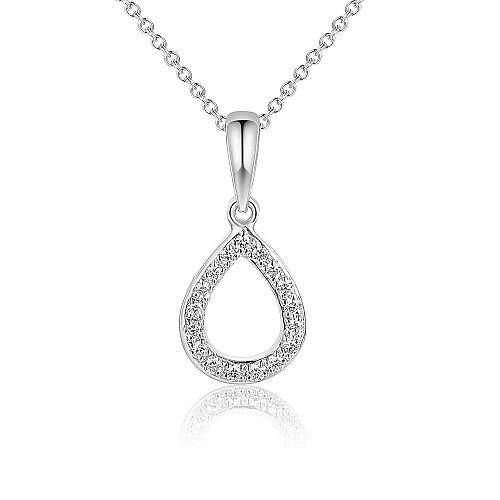 Pave Diamond Pear Shape Pendant + Chain
