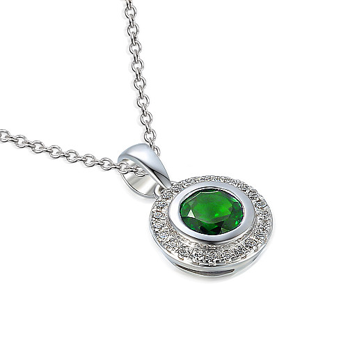 Rubover Set Round Brilliant Cut Emerald And Diamond Halo Earrings
