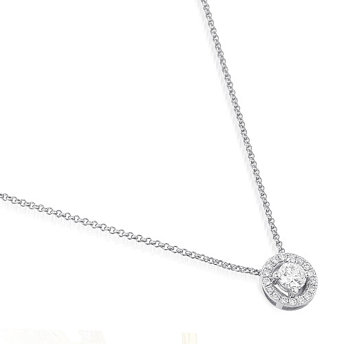 Round Brilliant Cut Diamond Halo Pendant