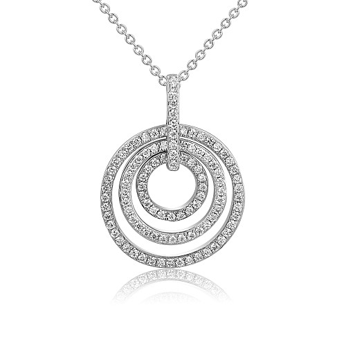 Round Brilliant Cut Micro Set Diamond Circle Pendant And Chain