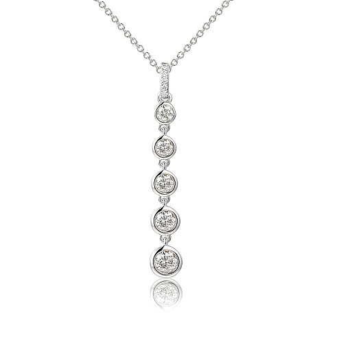 Rubover Set Round Diamond Bubble Drop Pendant + Chain