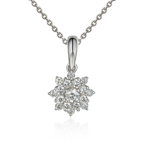 Round Brilliant Cut Claw Set Diamond Cluster Necklace