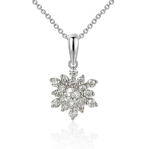 Micro Set Diamond Snowflake Cluster Pendant + Chain