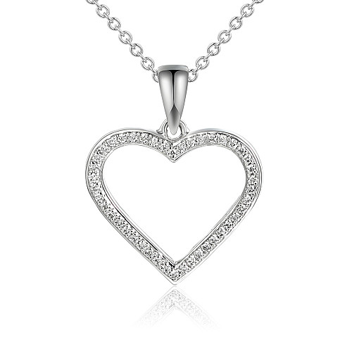 Micro Set Round Diamond Heart Pendant