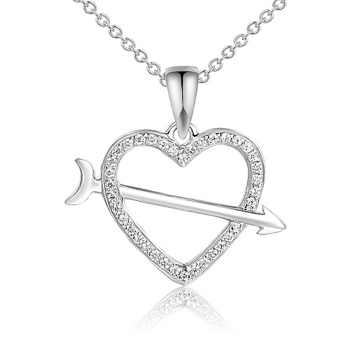 Micro Set Round Diamond Heart Pendant