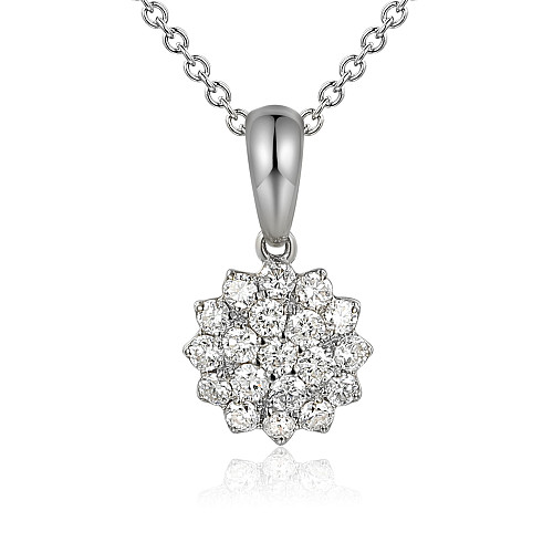 Pave Diamond Flower Cluster Pendant + Chain