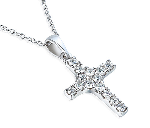 Small Micro Set Diamond Cross Pendant