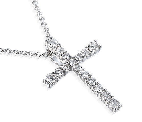 Micro Set Diamond Cross Pendant + Chain