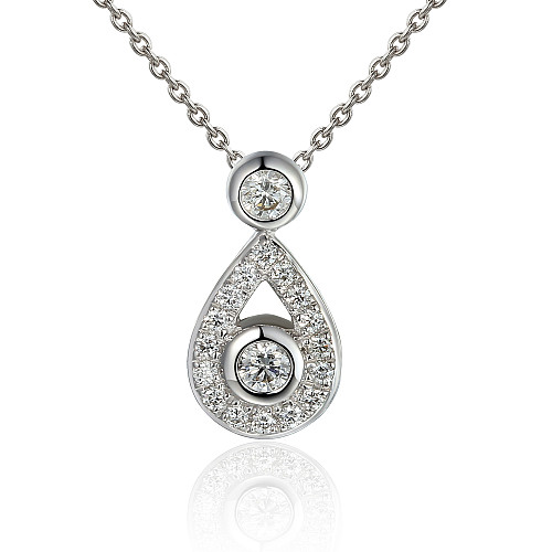 Round Brilliant Cut Diamond Drop Pear Shaped Pendant