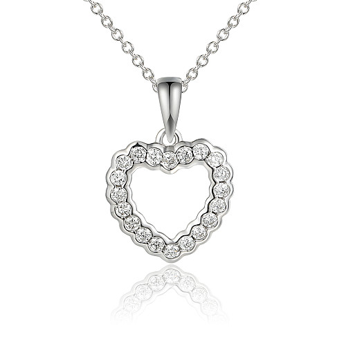Rubover Set Diamond Heart Pendant + Chain