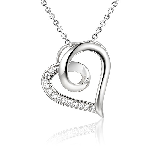 Micro Set Round Diamond Heart Pendant