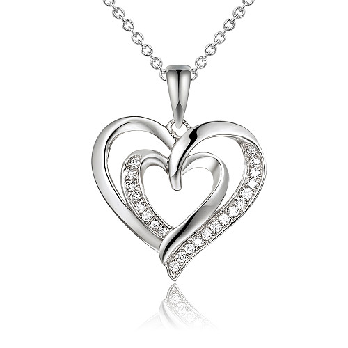 Micro Set Round Diamond Heart Pendant