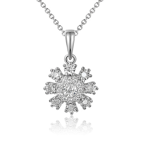 Micro Set Diamond Snowflake Pendant + Chain