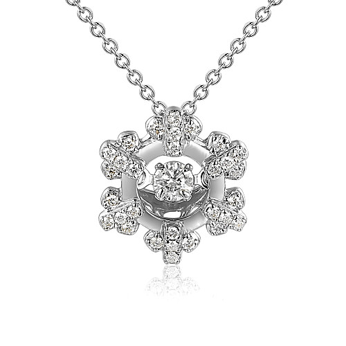 Micro Set Diamond Floating Snowflake Pendant + Chain