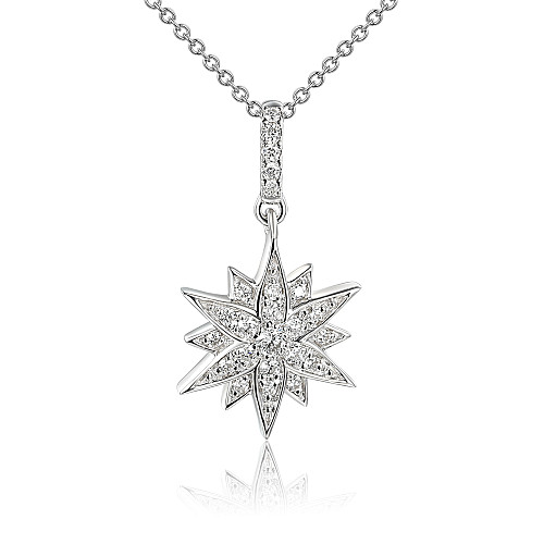 Pave Diamond Star & Bail Pendant + Chain