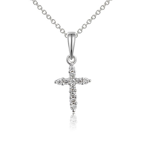 Claw Set Diamond Cross Pendant + Chain