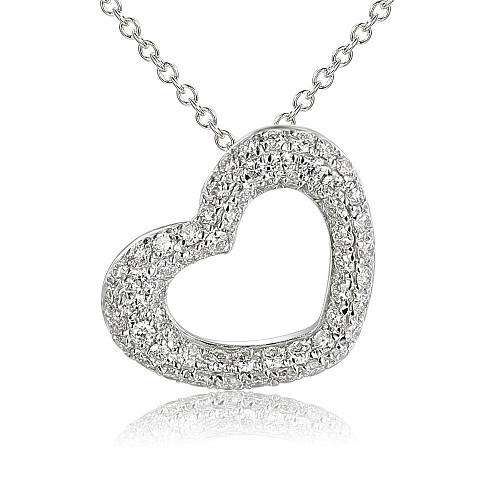 Micro Set Round Diamond Heart Pendant