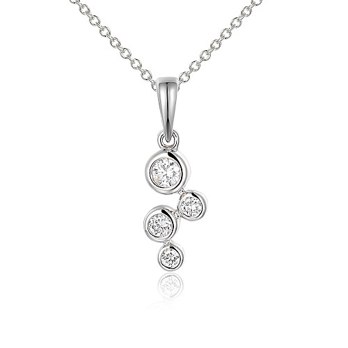 Round Brilliant Cut Diamond Rubover Set Raindance Pendant