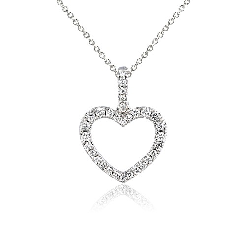 Claw Set Diamond Heart Pendant + Chain